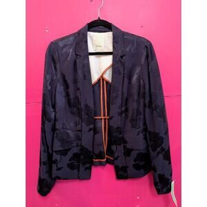 Navy Blue Brocade Elevenses Blazer Coat US 8 Size S M